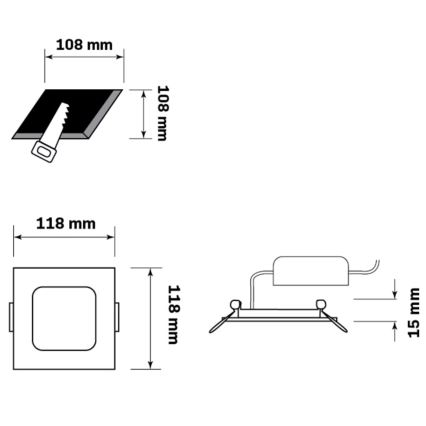 LED Oprawa wpuszczana RIGEL LED/4,8W/230V 4000K 11,8x11,8 cm czarne