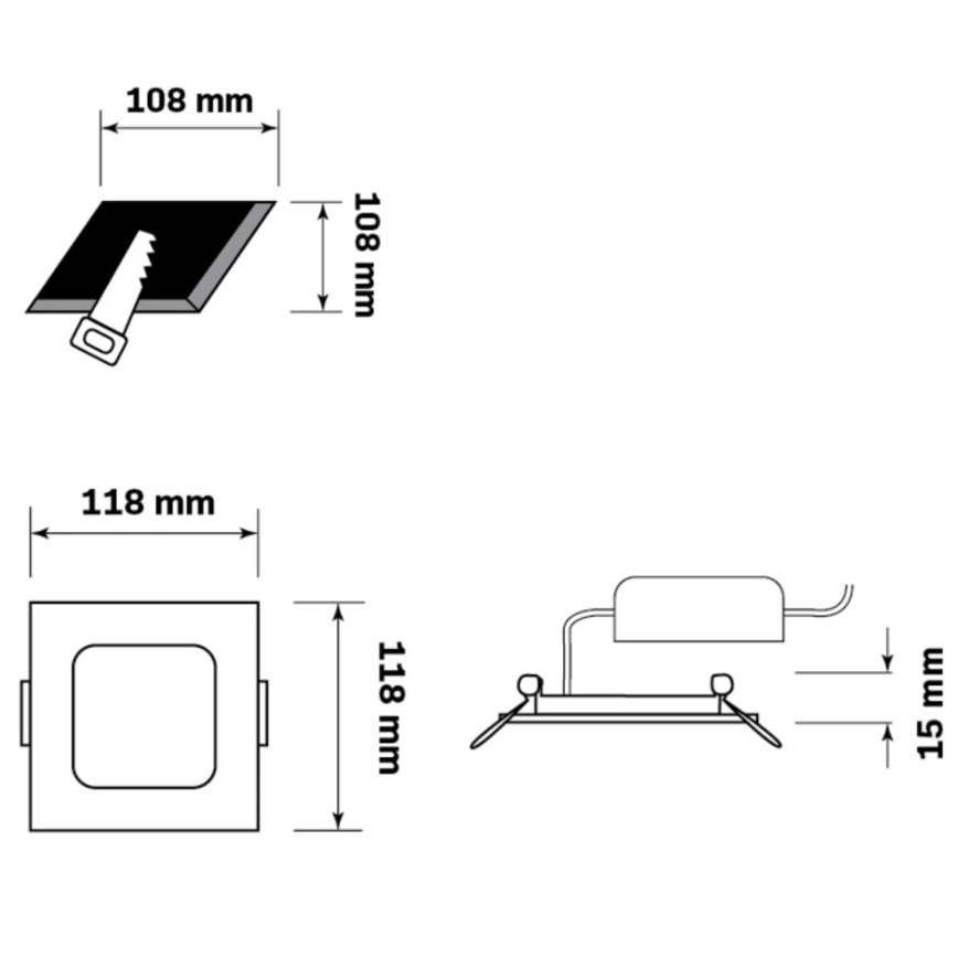 LED Oprawa wpuszczana RIGEL LED/4,8W/230V 4000K 11,8x11,8 cm czarne