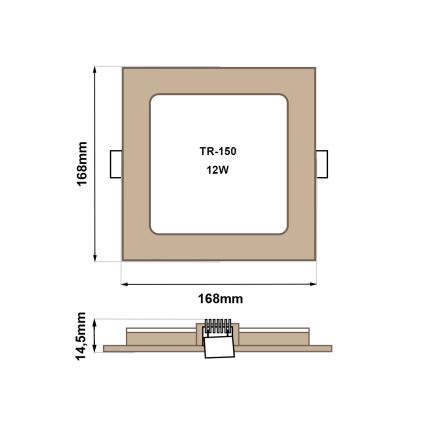 LED Oprawa wpuszczana SQUARE LED/12W/230V 4200K 16,8x16,8 cm brązowa