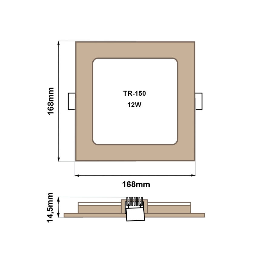 LED Oprawa wpuszczana SQUARE LED/12W/230V 4200K 16,8x16,8 cm brązowa