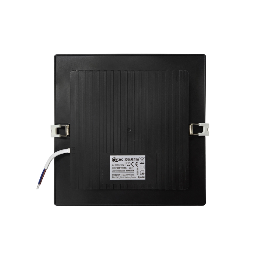 LED Oprawa wpuszczana SQUARE LED/18W/230V 4000K 22x22 cm czarny