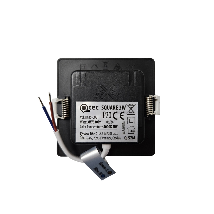 LED Oprawa wpuszczana SQUARE LED/3W/230V 4000K 9x9 cm czarny