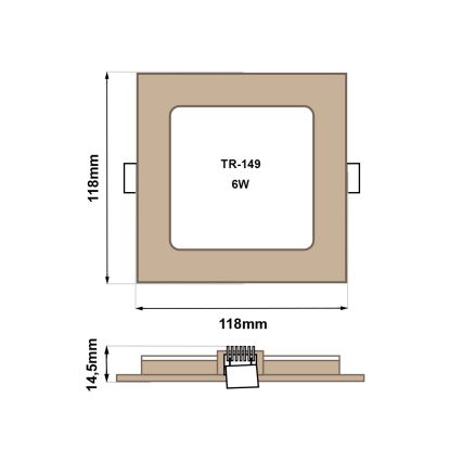 LED Oprawa wpuszczana SQUARE LED/6W/230V 4200K 11,8x11,8 cm brązowa