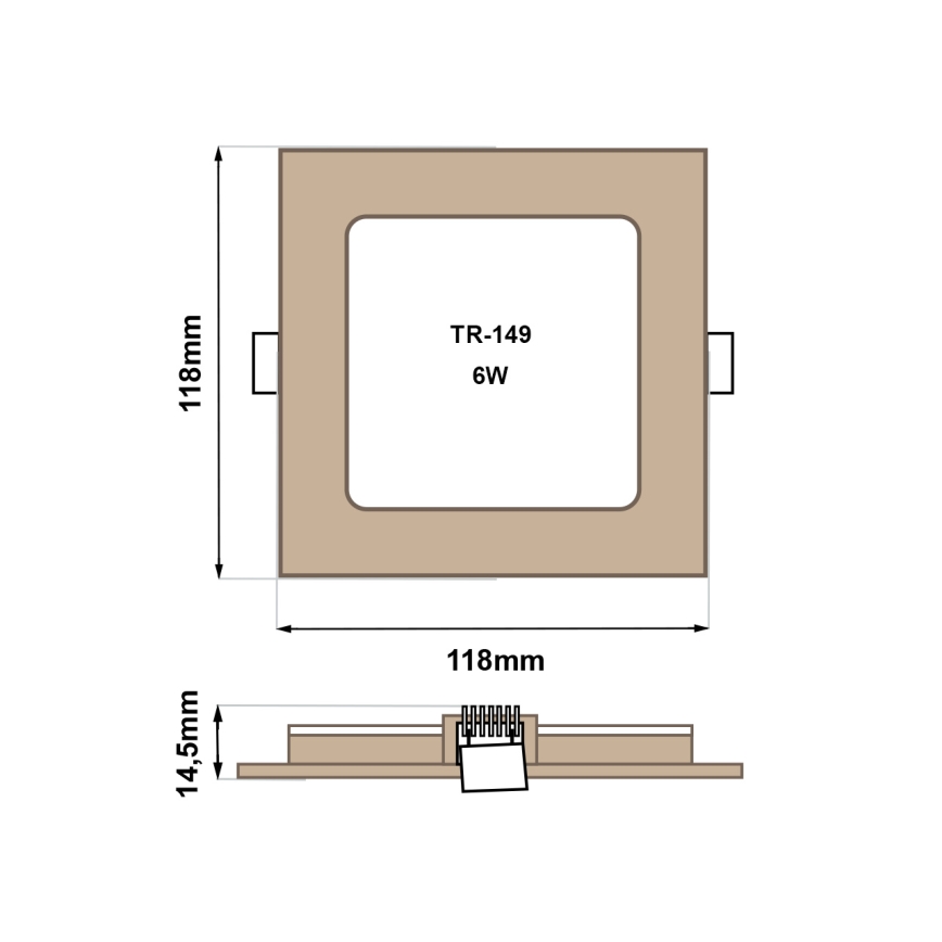 LED Oprawa wpuszczana SQUARE LED/6W/230V 4200K 11,8x11,8 cm brązowa