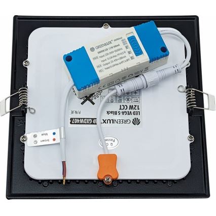 LED Oprawa wpuszczana VEGA LED/12W/230V 2900/3900/5800K 17,5x17,5 cm czarny