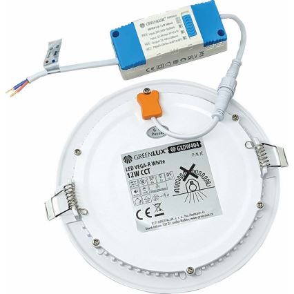 LED Oprawa wpuszczana VEGA LED/12W/230V 2900/3900/5800K śr. 17,5 cm biały