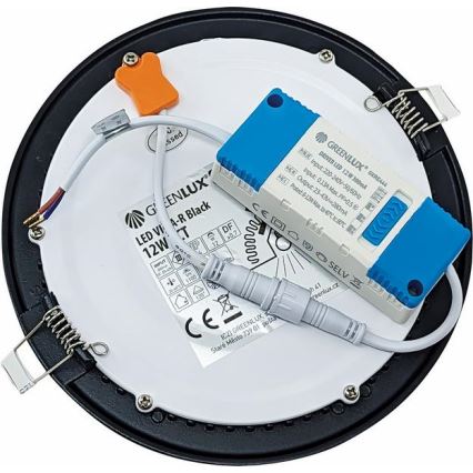LED Oprawa wpuszczana VEGA LED/12W/230V 2900/3900/5800K śr. 17,5 cm czarny