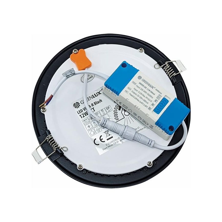 LED Oprawa wpuszczana VEGA LED/12W/230V 2900/3900/5800K śr. 17,5 cm czarny