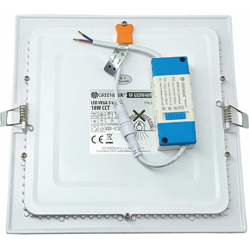 LED Oprawa wpuszczana VEGA LED/18W/230V 2900/3900/5800K 22,5x22,5 cm biały
