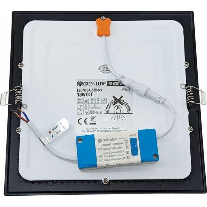LED Oprawa wpuszczana VEGA LED/18W/230V 2900/3900/5800K 22,5x22,5 cm czarny