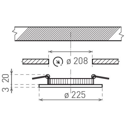 LED Oprawa wpuszczana VEGA LED/18W/230V 2900/3900/5800K śr. 22,5 cm czarny