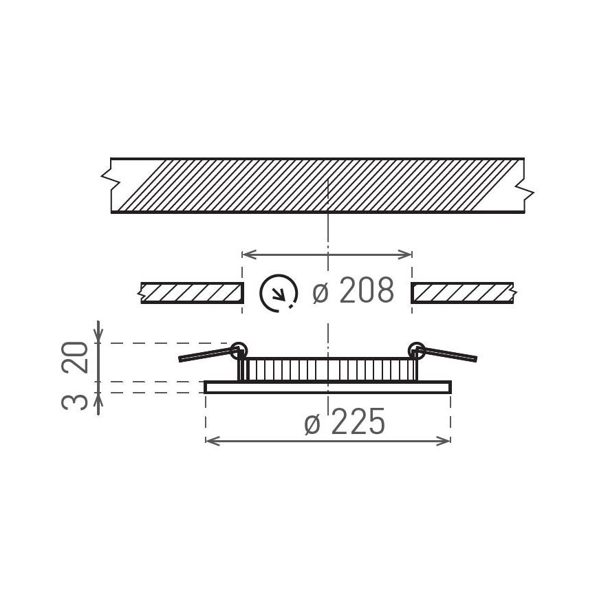 LED Oprawa wpuszczana VEGA LED/18W/230V 2900/3900/5800K śr. 22,5 cm czarny