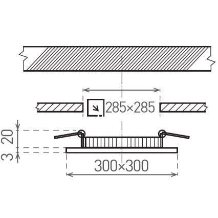 LED Oprawa wpuszczana VEGA LED/24W/230V 2900/3900/5800K 30x30 cm biały