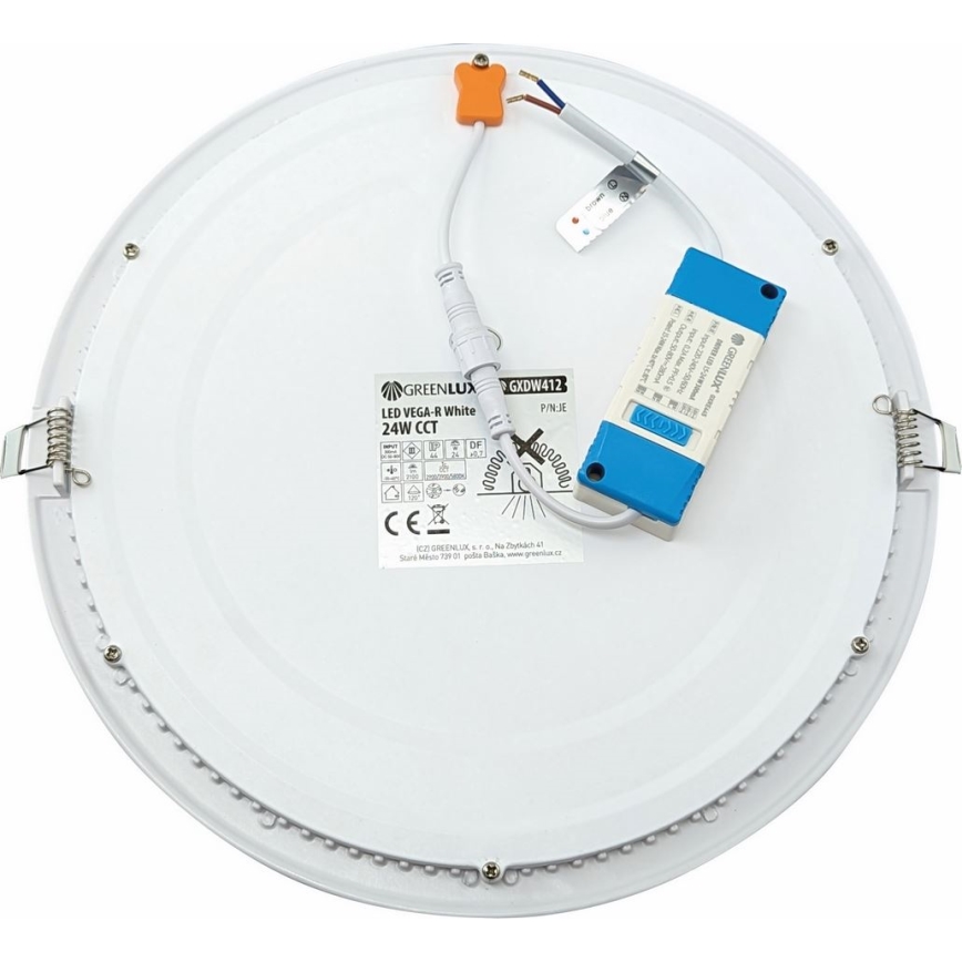 LED Oprawa wpuszczana VEGA LED/24W/230V 2900/3900/5800K śr. 30 cm biały