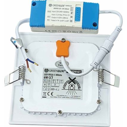 LED Oprawa wpuszczana VEGA LED/6W/230V 2900/3900/5800K 12,5x12,5 cm biały