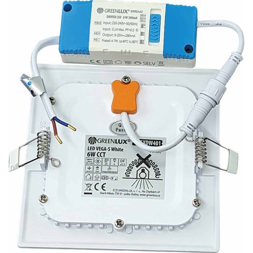 LED Oprawa wpuszczana VEGA LED/6W/230V 2900/3900/5800K 12,5x12,5 cm biały