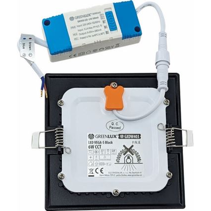 LED Oprawa wpuszczana VEGA LED/6W/230V 2900/3900/5800K 12,5x12,5 cm czarny