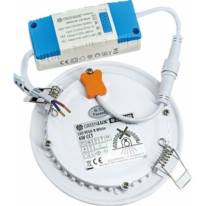 LED Oprawa wpuszczana VEGA LED/6W/230V 2900/3900/5800K śr. 12,5 cm biały