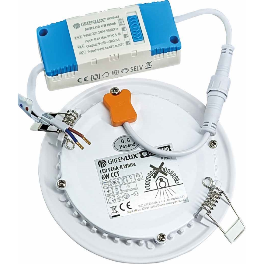 LED Oprawa wpuszczana VEGA LED/6W/230V 2900/3900/5800K śr. 12,5 cm biały