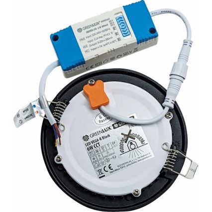 LED Oprawa wpuszczana VEGA LED/6W/230V 2900/3900/5800K śr. 12,5 cm czarny