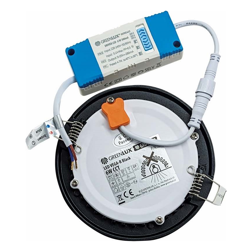 LED Oprawa wpuszczana VEGA LED/6W/230V 2900/3900/5800K śr. 12,5 cm czarny