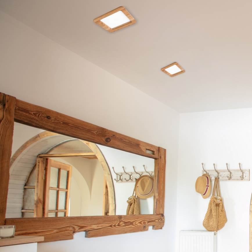 LED Oprawa wpuszczana WOODY SPOT LED/17W/230V 3000K dąb 18,5x18,5 cm