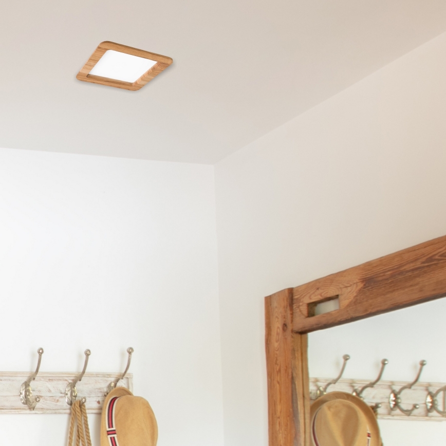 LED Oprawa wpuszczana WOODY SPOT LED/17W/230V 3000K dąb 18,5x18,5 cm