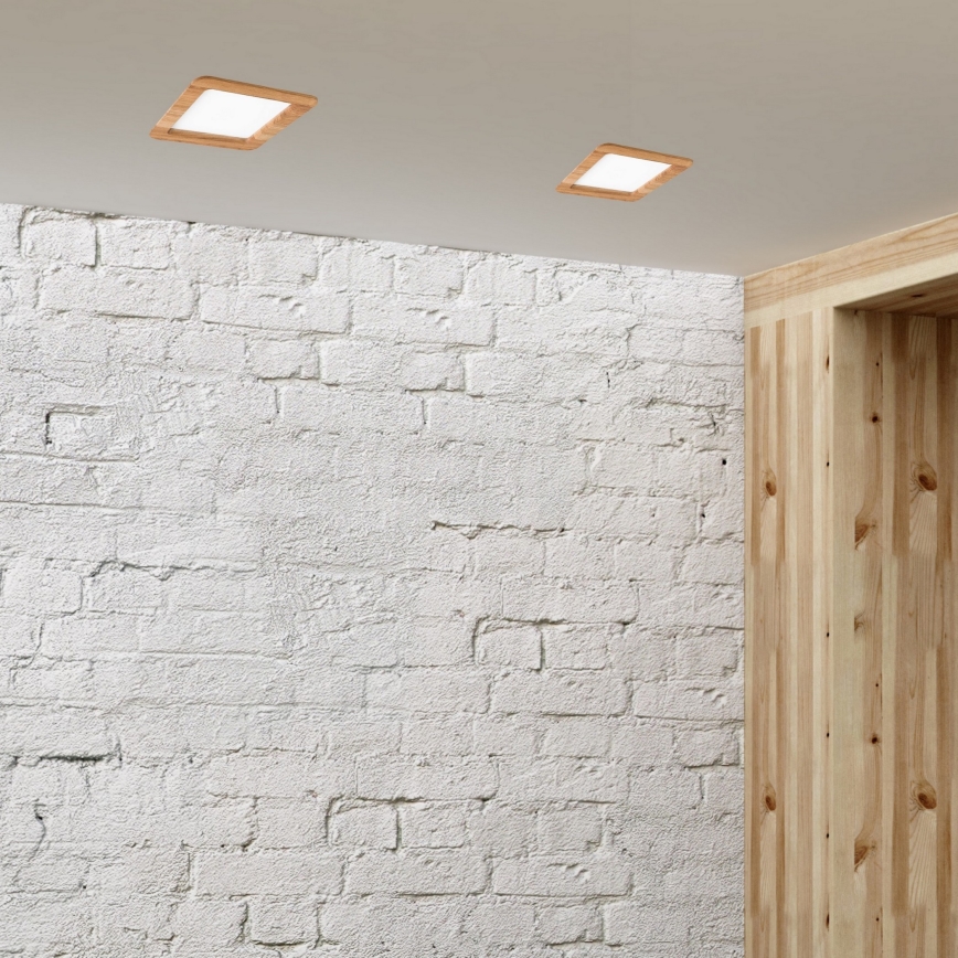 LED Oprawa wpuszczana WOODY SPOT LED/17W/230V 3000K dąb 18,5x18,5 cm