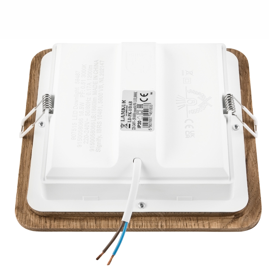 LED Oprawa wpuszczana WOODY SPOT LED/17W/230V 3000K orzech 18,5x18,5 cm