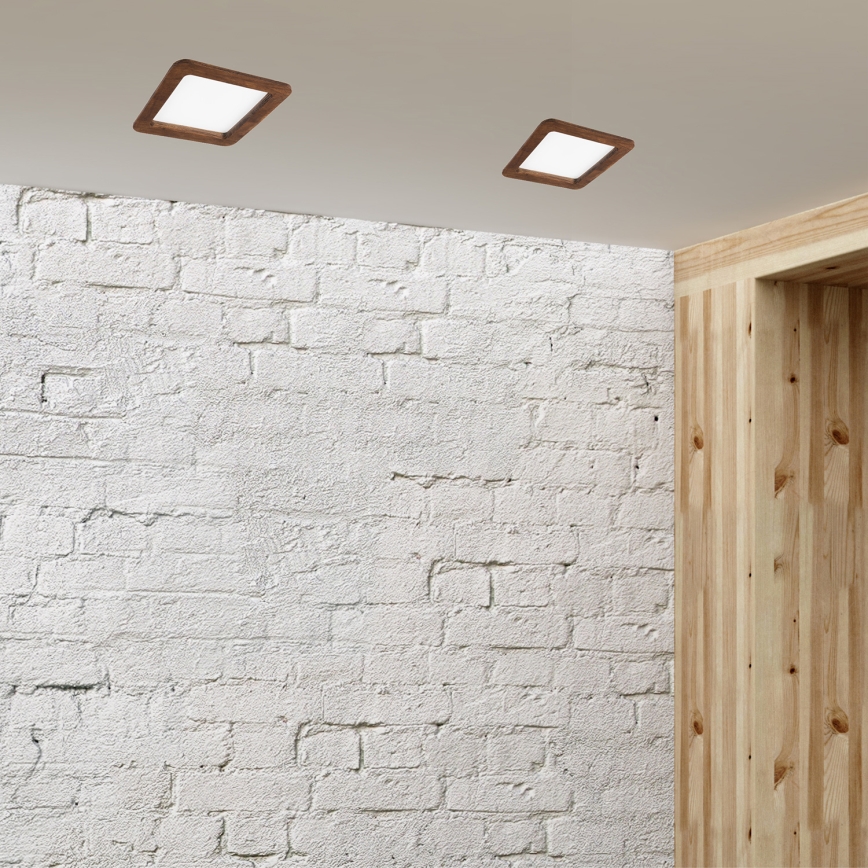 LED Oprawa wpuszczana WOODY SPOT LED/17W/230V 3000K wiśnia 18,5x18,5 cm
