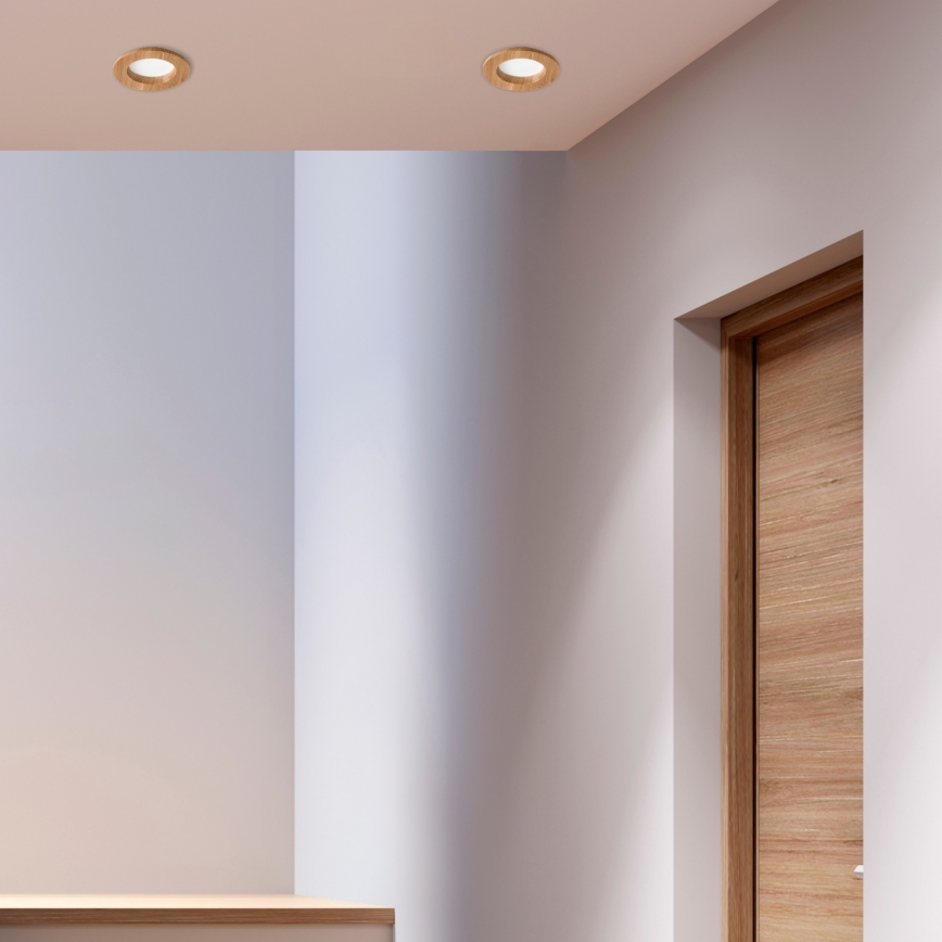 LED Oprawa wpuszczana WOODY SPOT LED/5,5W/230V 4000K dąb ø 10 cm