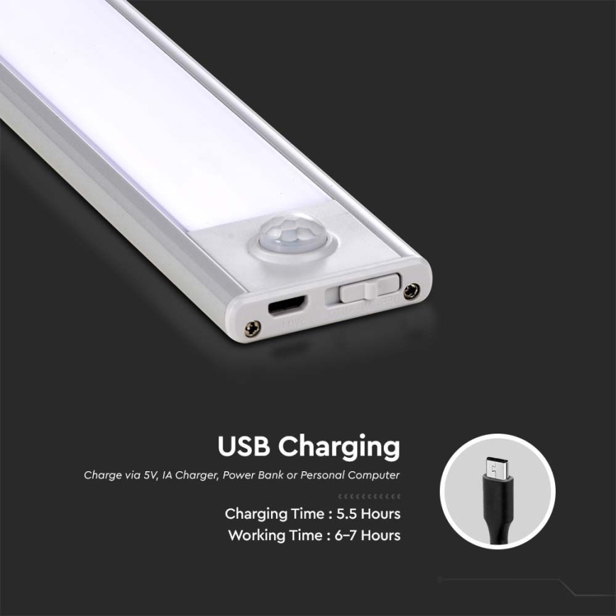 LED Oświetlenie blatu kuchennego z czujnikiem LED/2W/5V 3000K 2200 mAh