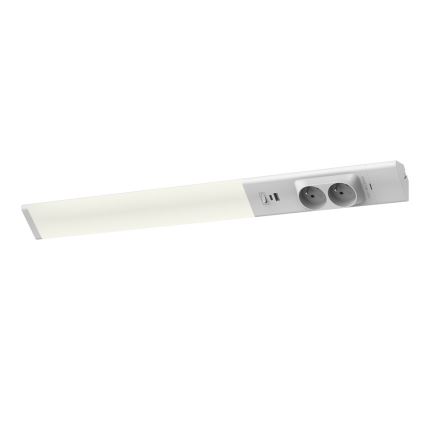 LED Oświetlenie blatu kuchennego z gniazdami i USB porty LED/18W/230V 4000K srebrne