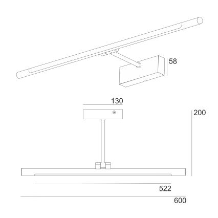 LED oświetlenie łazienkowe do lustra MIRROR LED/8W/230V 4000K IP44 60 cm czarne