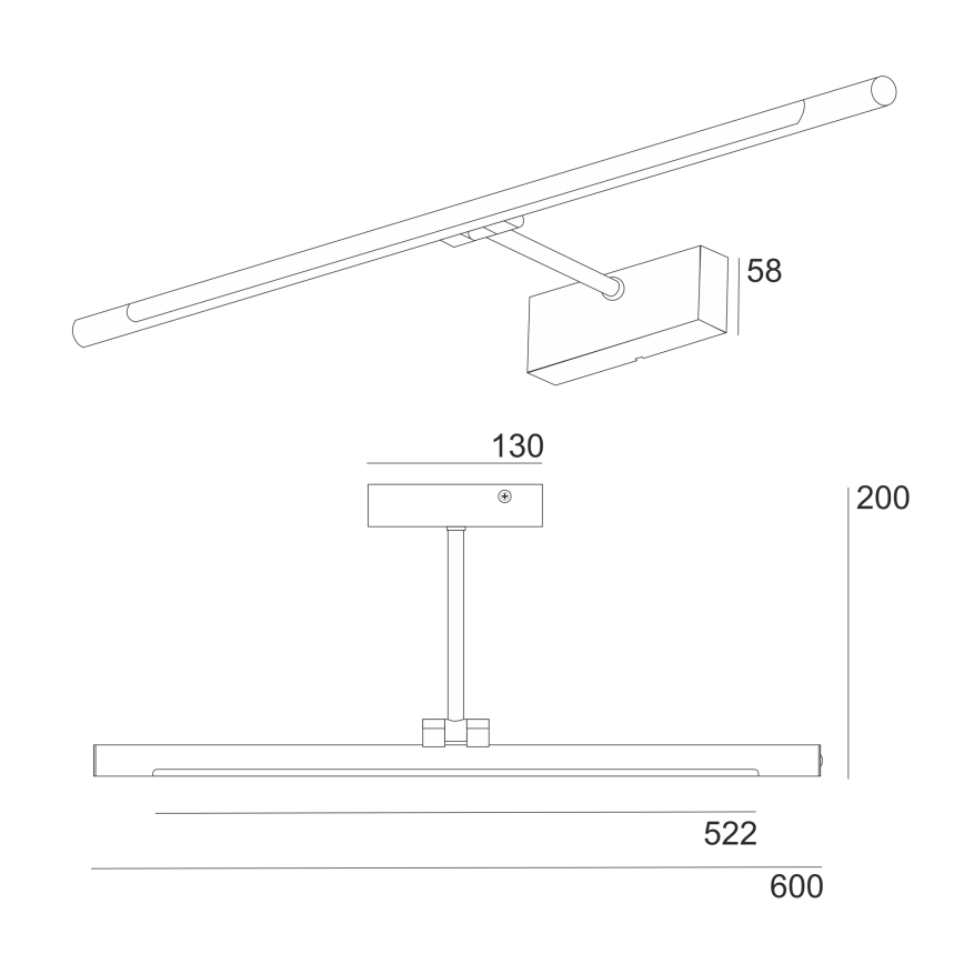 LED oświetlenie łazienkowe do lustra MIRROR LED/8W/230V 4000K IP44 60 cm czarne