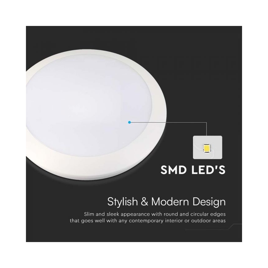 LED Oświetlenie łazienkowe z czujnikiem LED/20W/230V 3000/4000/6000K IP66 śr. 30 cm