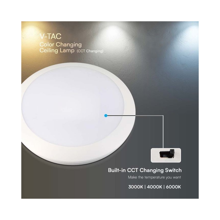 LED Oświetlenie łazienkowe z czujnikiem LED/20W/230V 3000/4000/6000K IP66 śr. 30 cm