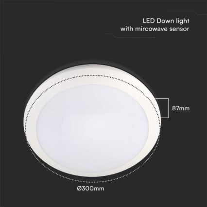 LED Oświetlenie łazienkowe z czujnikiem LED/20W/230V 3000/4000/6000K IP66 śr. 30 cm