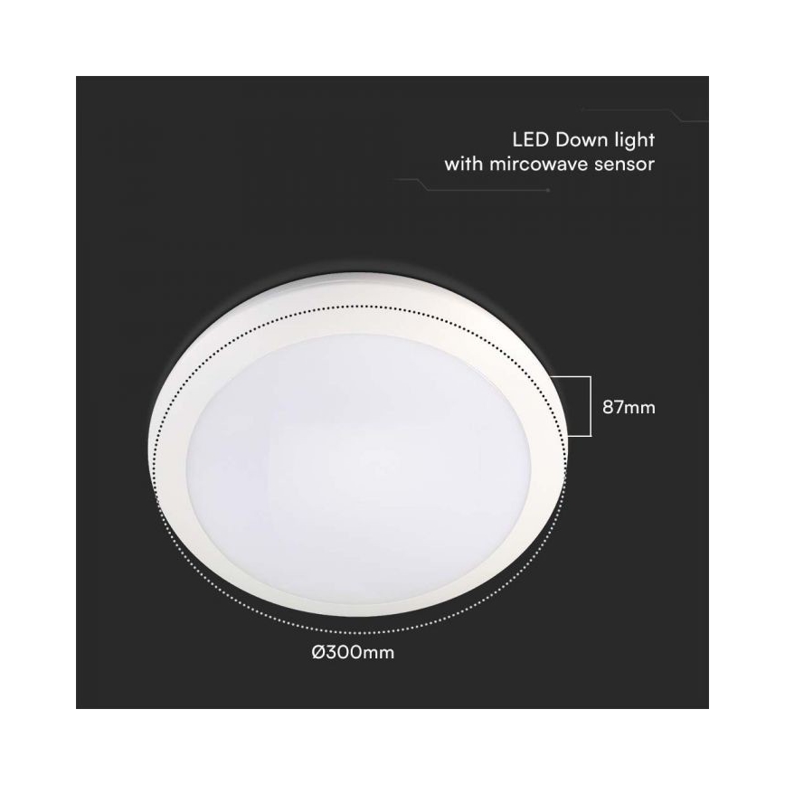 LED Oświetlenie łazienkowe z czujnikiem LED/20W/230V 3000/4000/6000K IP66 śr. 30 cm