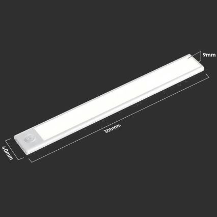 Oprawa LED podszafkowa z czujnikiem LED/1,5W/5V 1500 mAh 4000K