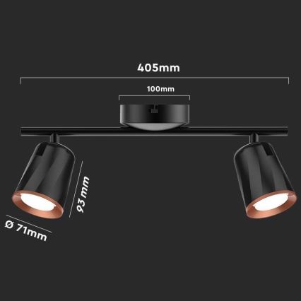 LED oświetlenie punktowe 2xLED/5W/230V 3000K czarny