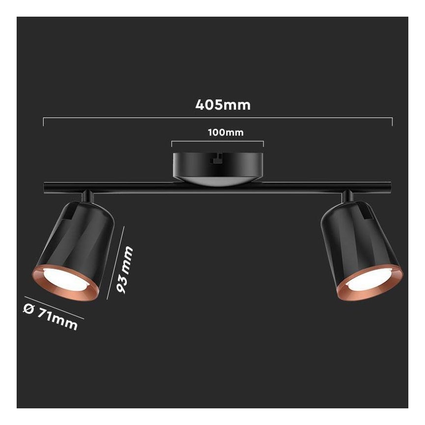 LED oświetlenie punktowe 2xLED/5W/230V 3000K czarny