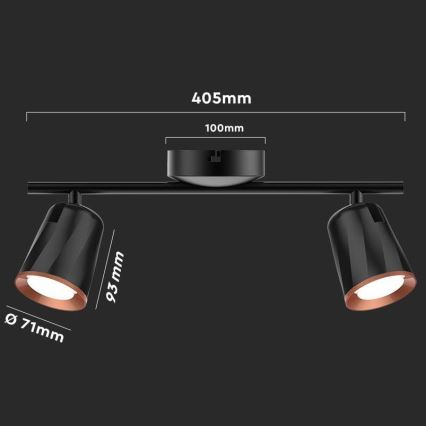 LED oświetlenie punktowe 2xLED/5W/230V 4000K czarny