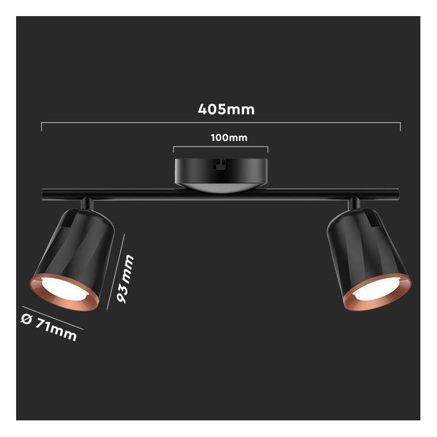 LED oświetlenie punktowe 2xLED/5W/230V 4000K czarny