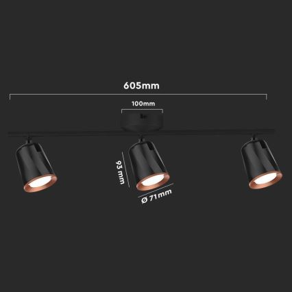 LED oświetlenie punktowe 3xLED/5W/230V 4000K czarny