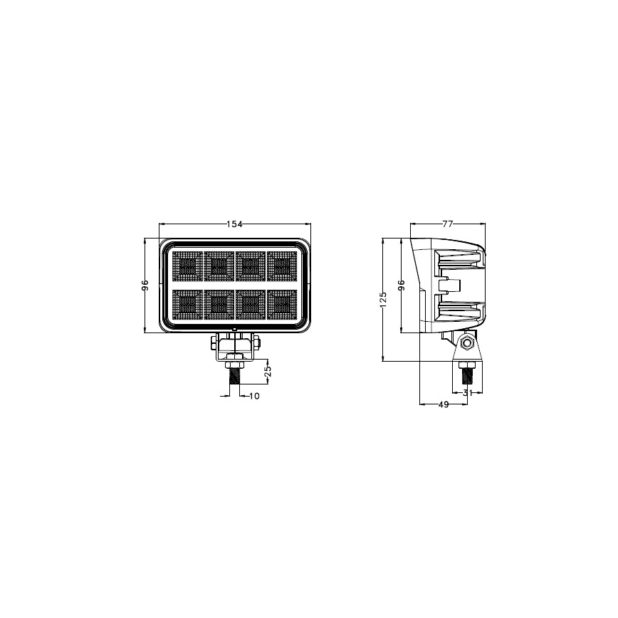 LED Oświetlenie punktowe do samochodu BLACK LED/160W/10-30V IP69 5700K prostokątny