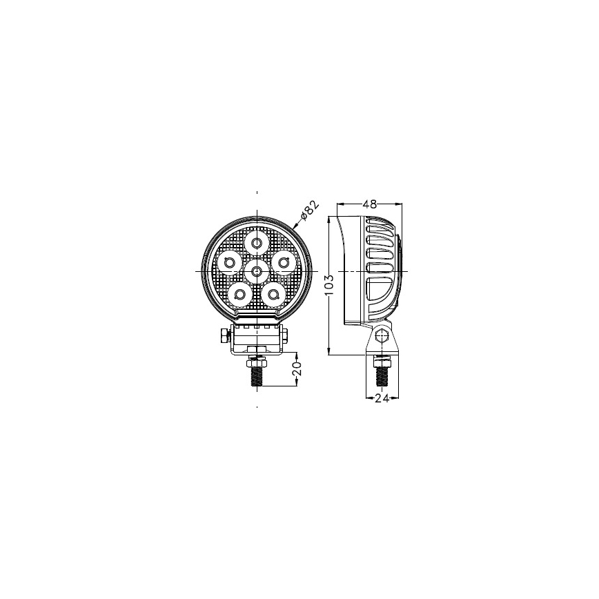 LED Oświetlenie punktowe do samochodu BLACK LED/24W/10-30V IP69 5700K okrągły
