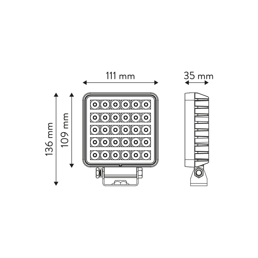 LED Oświetlenie punktowe do samochodu BLACK LED/30W/10-30V IP69 5700K kanciasty