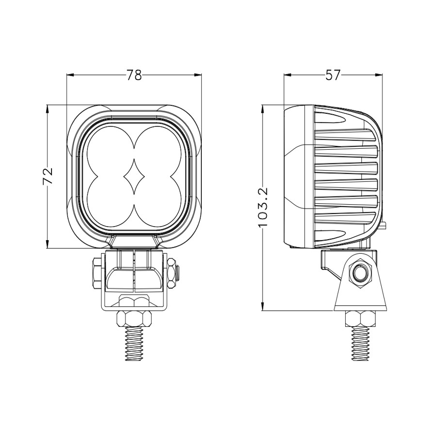 LED Oświetlenie punktowe do samochodu BLACK LED/40W/10-30V IP69 5700K kanciasty