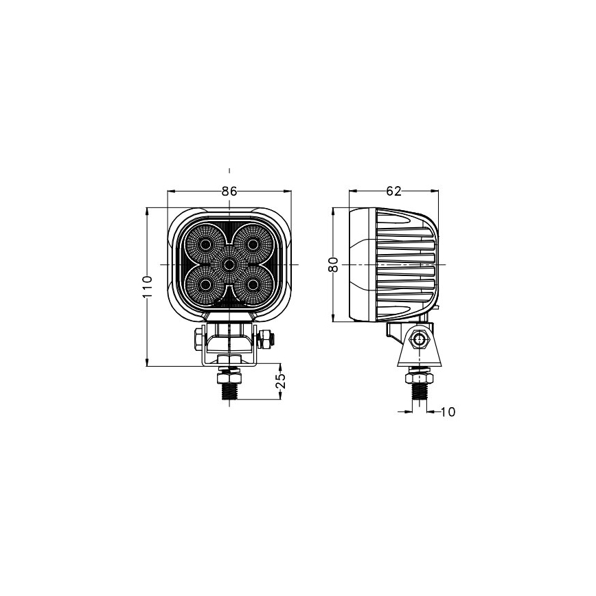 LED Oświetlenie punktowe do samochodu BLACK LED/50W/10-30V IP69 5700K kanciasty